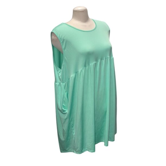 Sleeveless Mint Green Loose-Fit Tunic Dress With Pockets For Women Sz 2XL-3XL - Picture 9 of 9